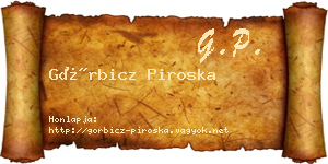 Görbicz Piroska névjegykártya